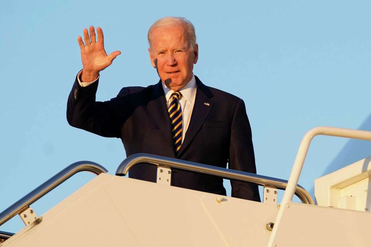 President Joe Biden waves as he boards Air Force One last month. Democrats consider Biden the safe choice in 2024, since he’s the incumbent and surrounded by flawed alternatives, yet he is actually an enormous risk.
