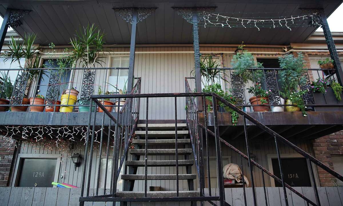 A variety of plants growing on the porch of a Gulfton apartment on Wednesday, Nov. 30, 2022 in Houston.