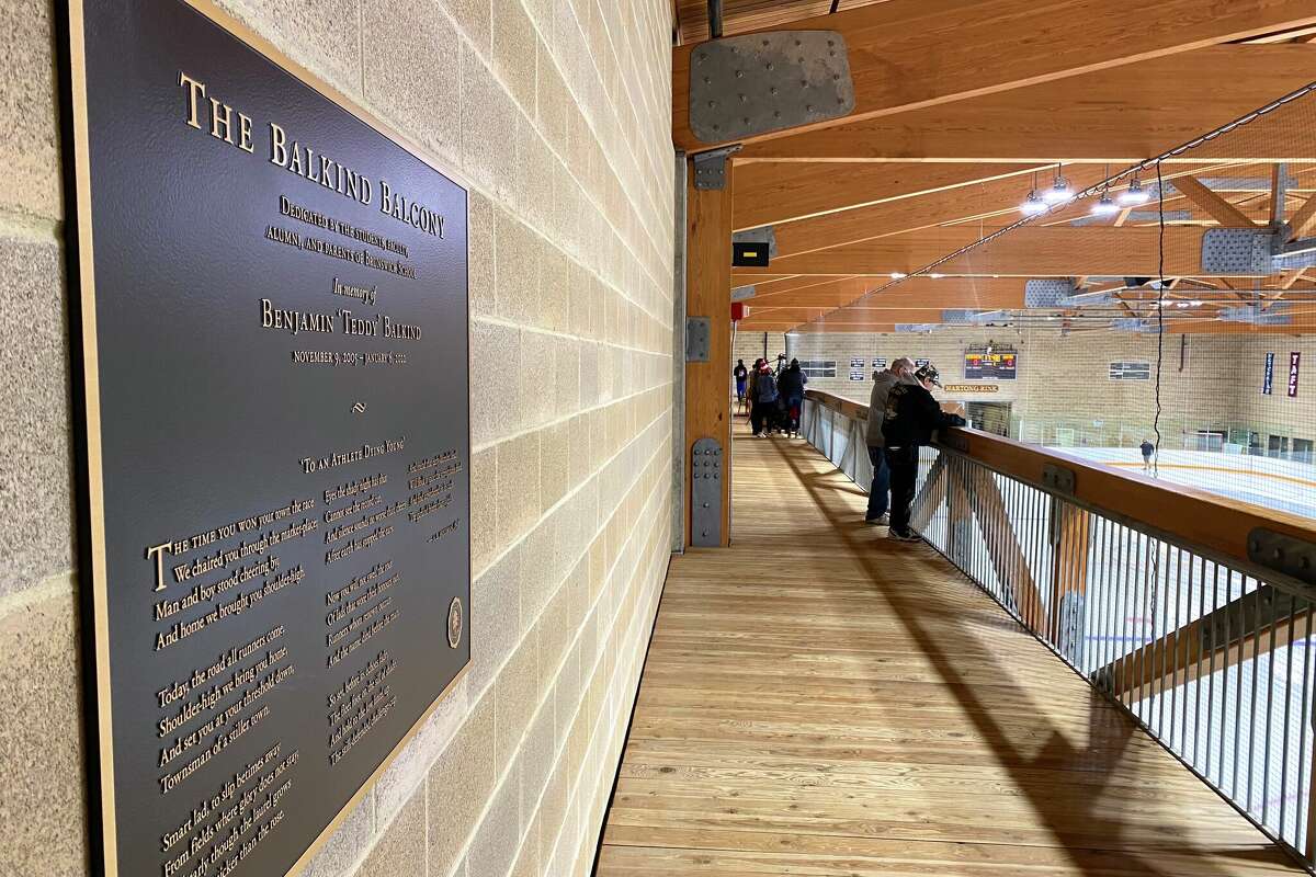 Balkind Balcony was unveiled at Brunswick's Hartong Rink to honor Teddy Balkind who died after suffering injuries in a hockey game at Brunswick in January.