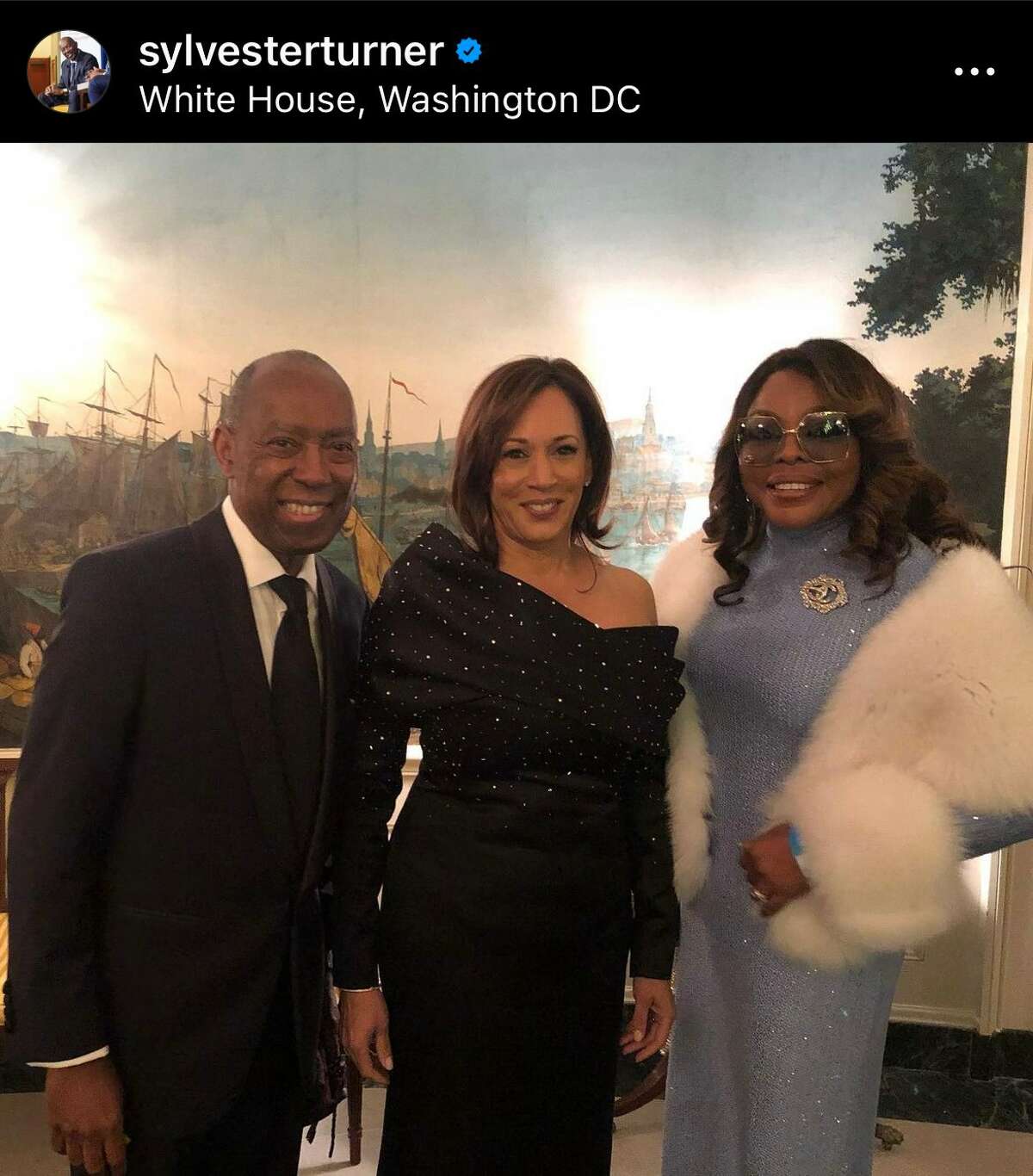 Mayor Sylvester Turner, Vice President Kamala Harris and guest at the White House state dinner.