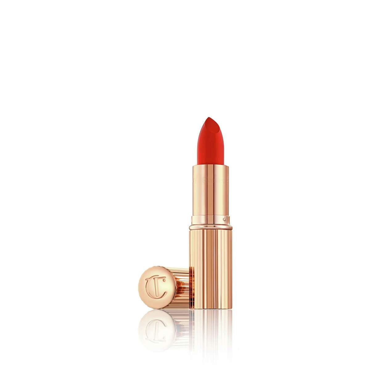 Charlotte Tilbury's K.I.S.S.I.N.G collection includes this moisturizing lipstick in "Love Bite," a bright red hue.