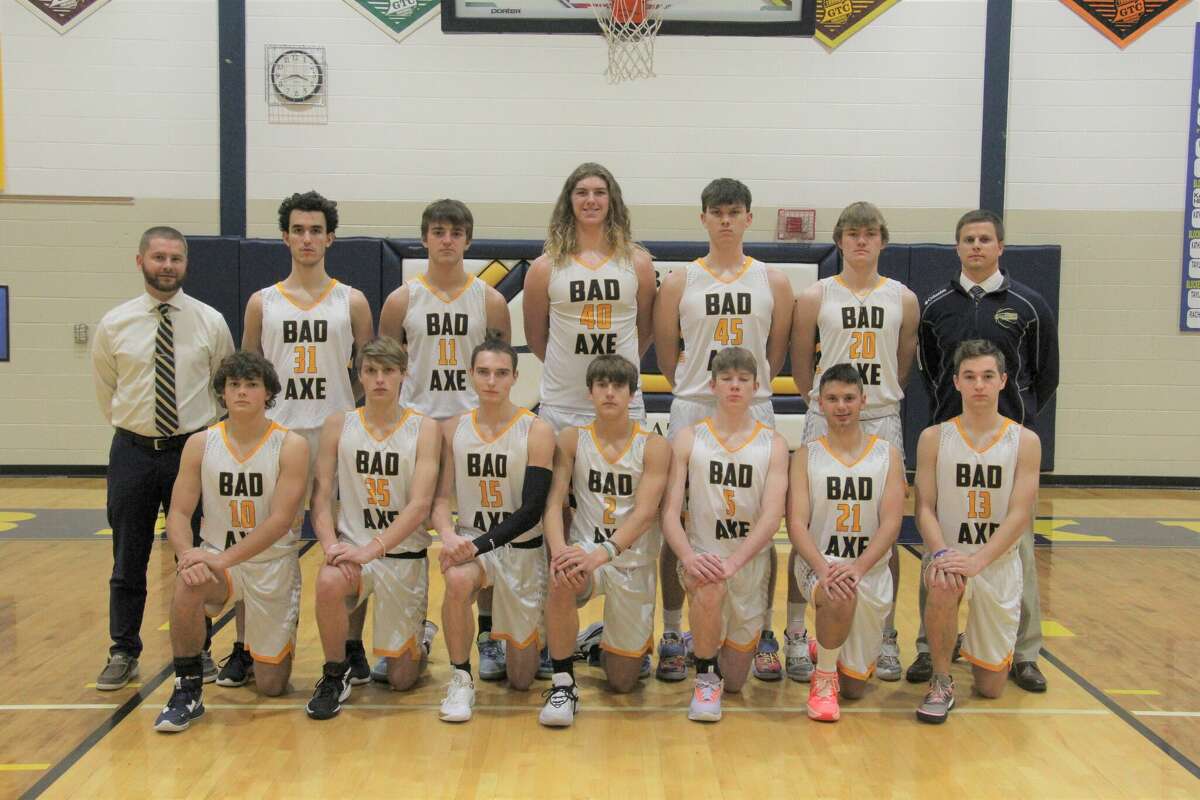 The Bad Axe boys varsity basketball team.