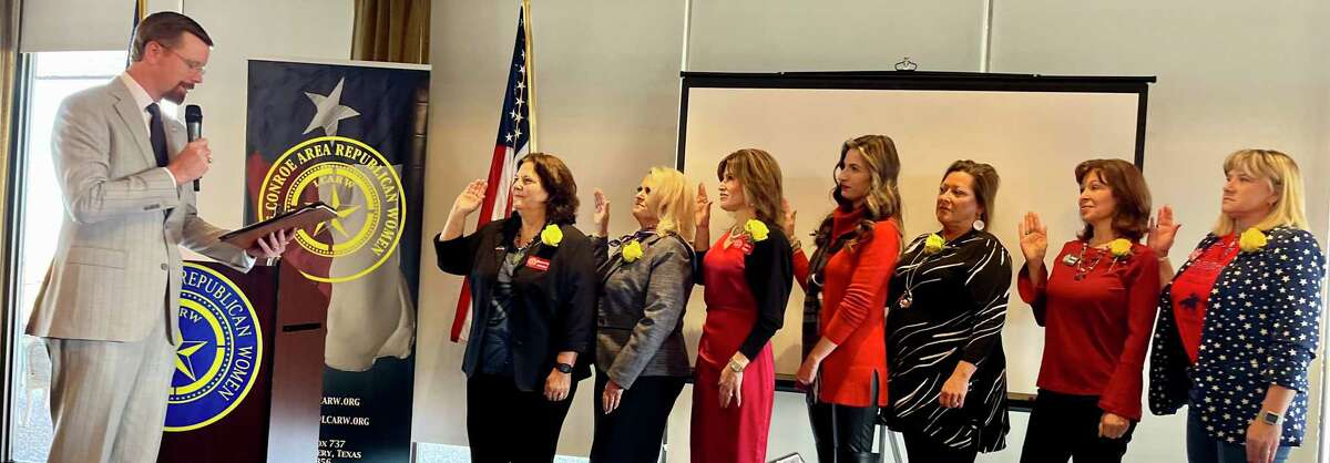 State Representative Will Metcalf swore in the 2023 officers for Lake Conroe Area Republican Women. New officers pictured here are: Stephanie Johnson (President), Stephanie Holderfield (1st Vice President Programs), Carrie Butler (2nd Vice President Membership), Shelby Gatlin (3rd Vice President Ways & Means), Tina Forde (Treasurer/PAC Treasurer), Rhonda Kadlubar (Recording Secretary), Laura Archibald (Corresponding Secretary) and Lorena Garcia (Immediate Past President, not pictured).