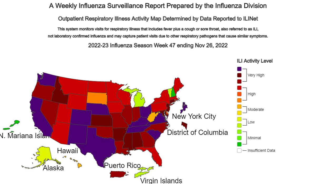 Centers for Disease Control and Prevention weekly Influenza Surveillance Report prepared by the Influenza Division for the week ending Nov. 26.