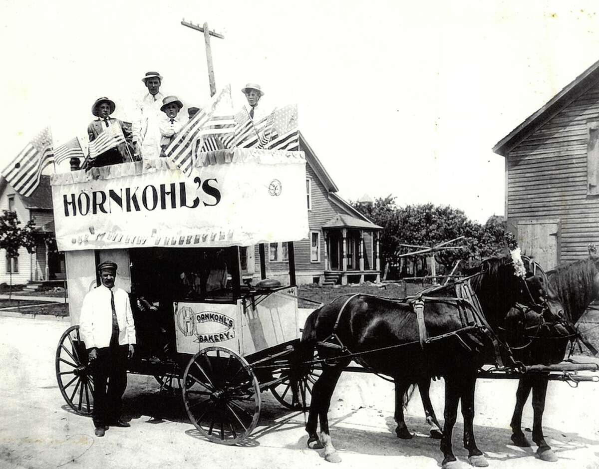 One of the delivery wagons used by Hornkohl’s Bakery gussied up for a parade circa 1910.