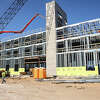 In this file photo, construction continues on the Hampton Inn in Manistee on Sept. 8.