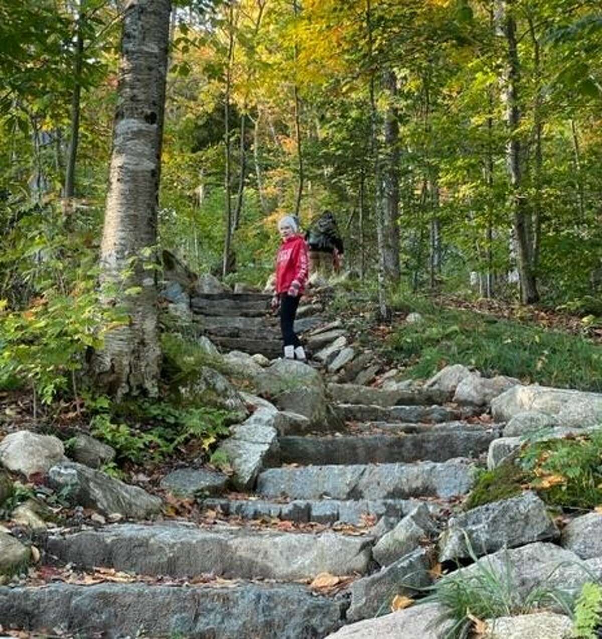 The Mt. Van Hoevenberg trail has staircase-like rock structures to facilitate climbing and combat erosion.