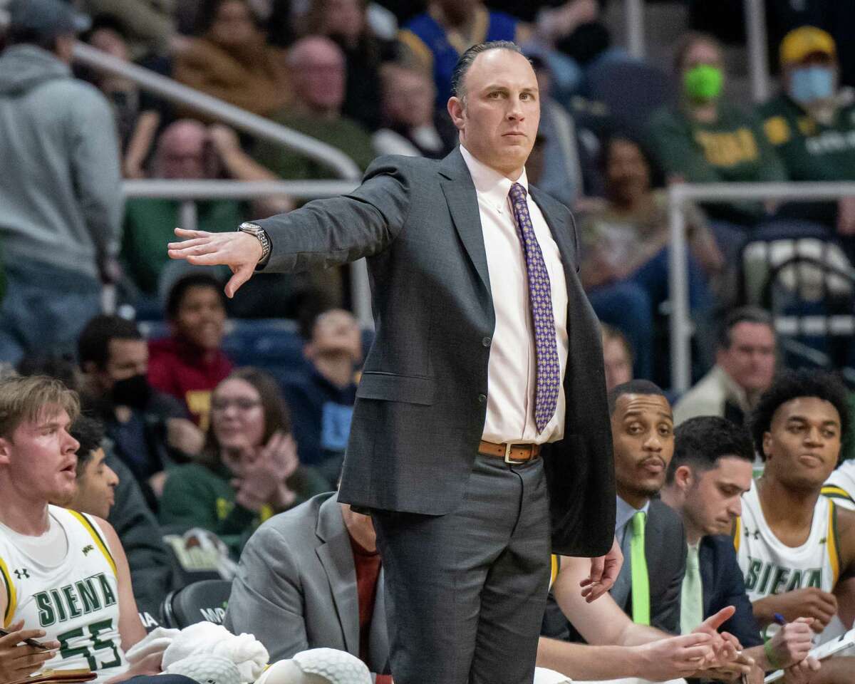 Siena head coach Carmen Maciariello said he scheduled Georgetown for a second straight season because it's a direct flight and a chance for the Saints to challenge themselves against a Big East opponent. (Jim Franco/Times Union)