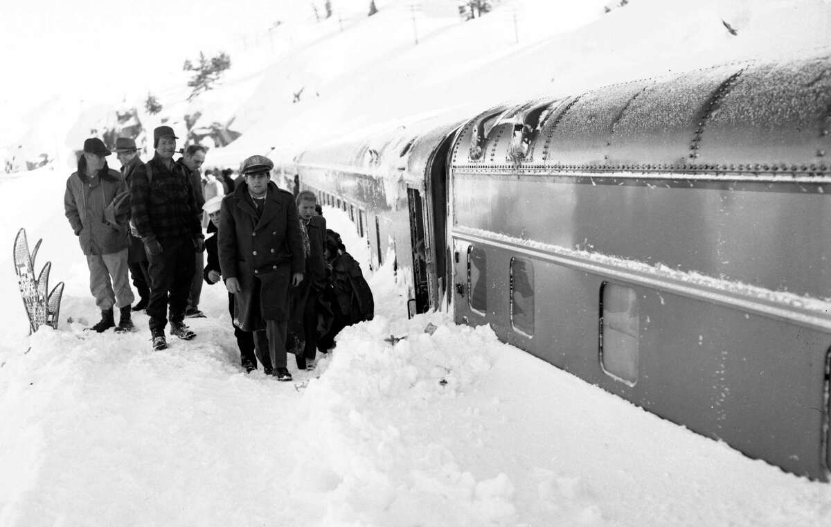 The train City of San Francisco Streamliner was stuck in snow drifts near Yuba Pass in the Sierra Nevada for 4 days. Ken McLaughlin used skis and snow shoes to get to the train long before any other journalists