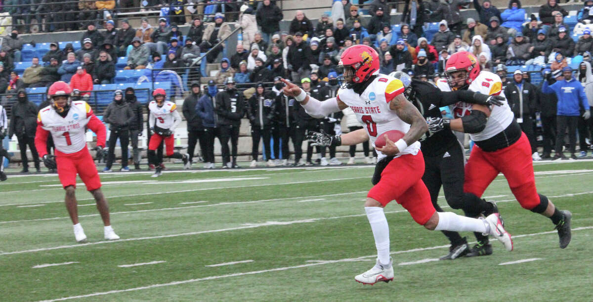 Ferris' Mylik Mitchell finds running room against the Grand Valley defense on Saturday.
