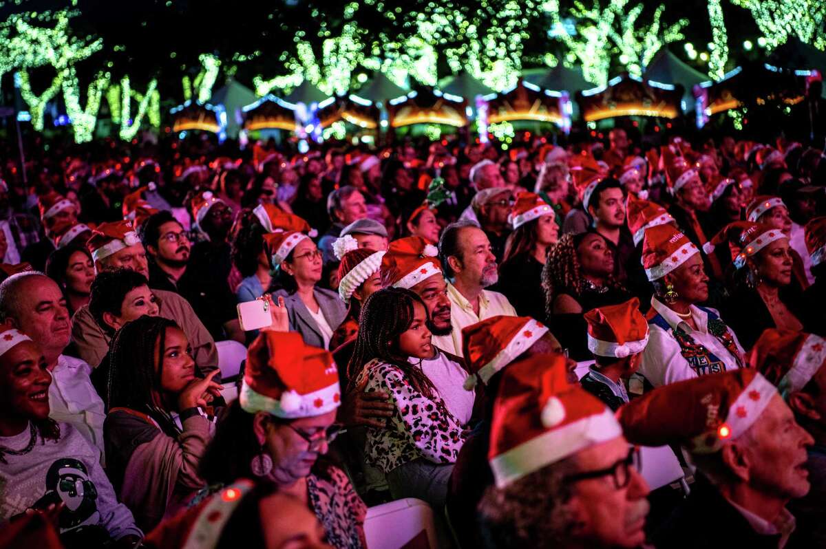 Audience members enjoy live music during the 103rd Mayor’s Holiday Spectacular at Hermann Square at City Hall on Saturday, December 3, 2022 in Houston, Texas.