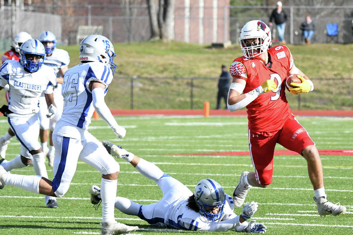 Greenwich's Dom DeLuca during the Class LL football semifinals between Greenwich and Glastonbury at Cardinal Stadium, Greeniwch on Sunday, Dec. 4, 2022.