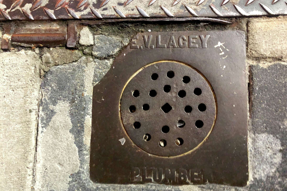 A sewer vent cover on Grant Ave in downtown San Francisco. 