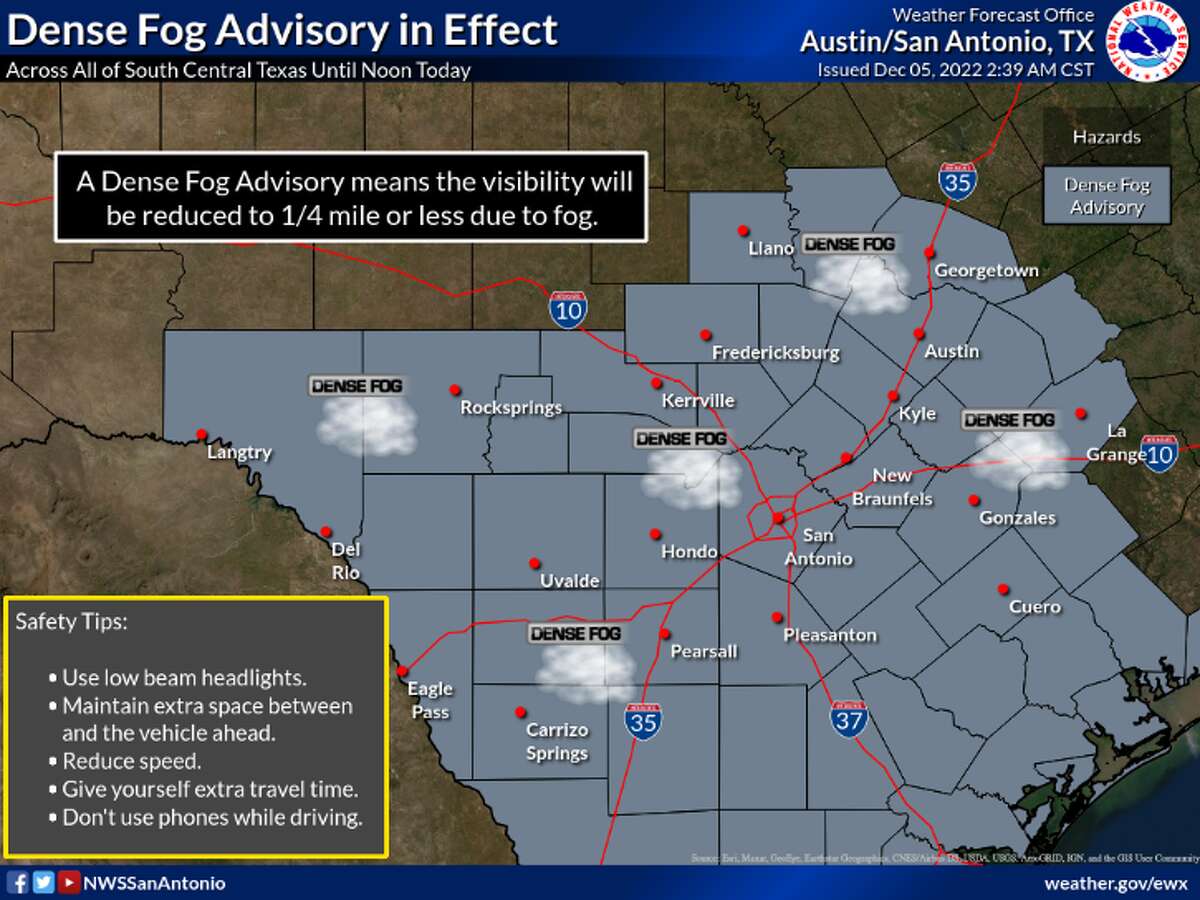 National Weather Service Issues Dense Fog Advisory For San Antonio