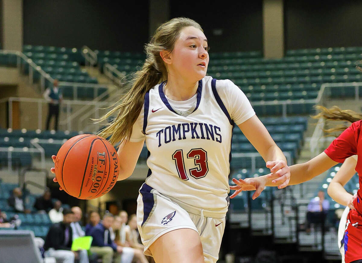 Tompkins guard Macy Spencer (13), shown here during a playoff game last season, is leading the way for the Falcons as a senior.