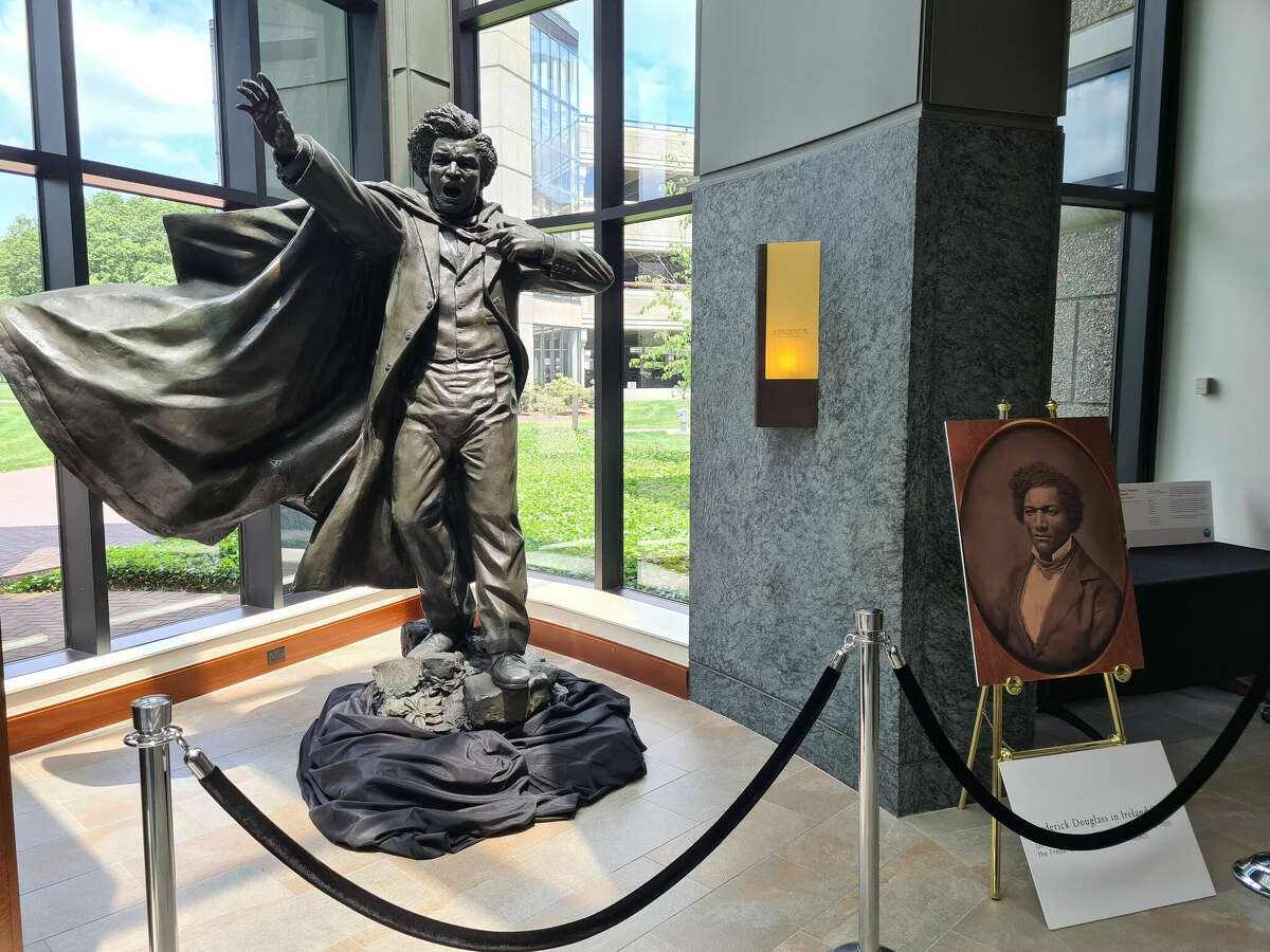 Statue of Frederick Douglass at Quinnipiac University's North Haven campus in 2021.