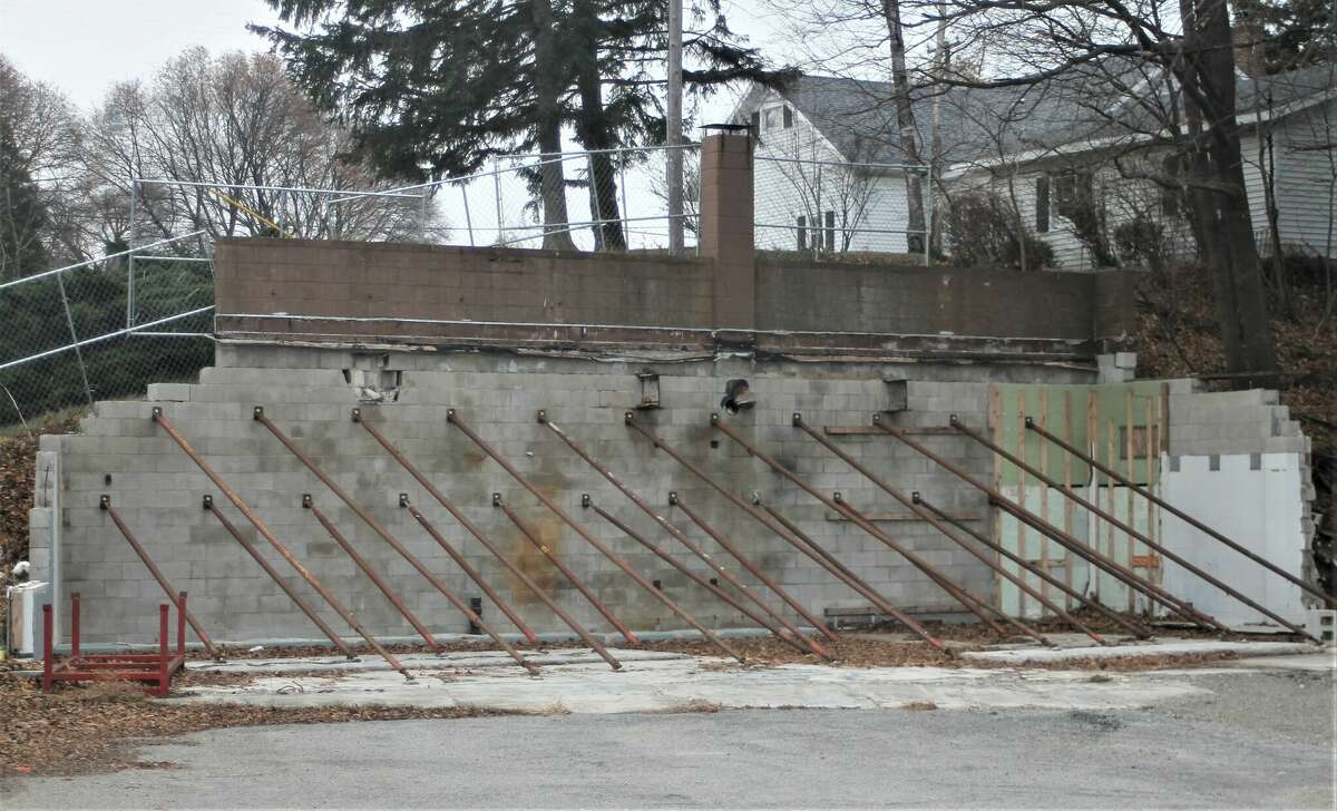 Pictured is the retaining wall at 285 River St. Pamela Weiner, Manistee planning commissioner, voiced concerns about the wall during the planning commission's November meeting.
