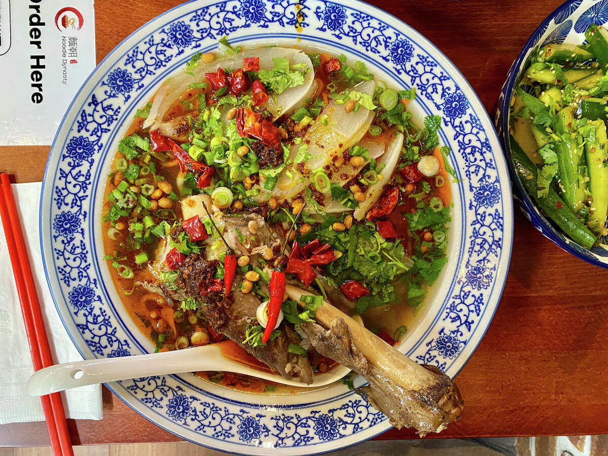 Spicy bone-in lamb noodle soup from Noodle Dynasty in Berkeley.