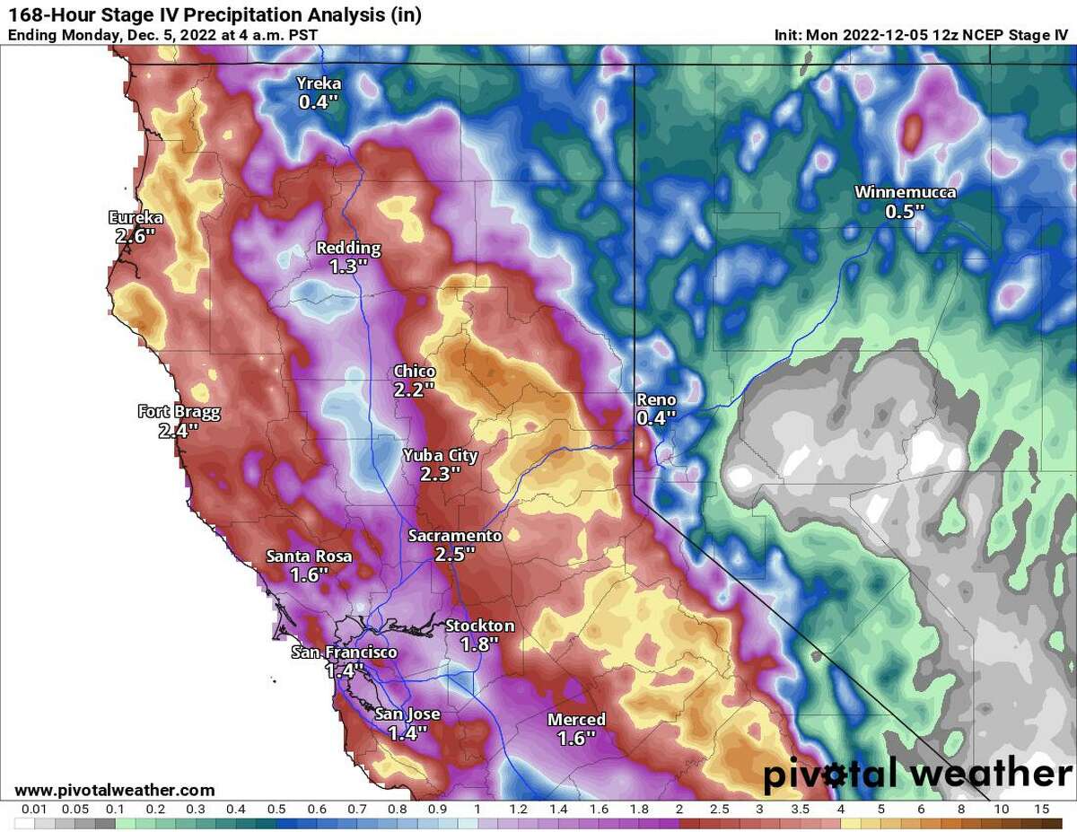 Rain totals from the last 7 days