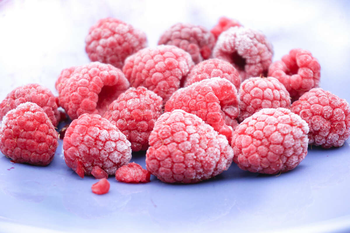 Frozen raspberries file photo. 