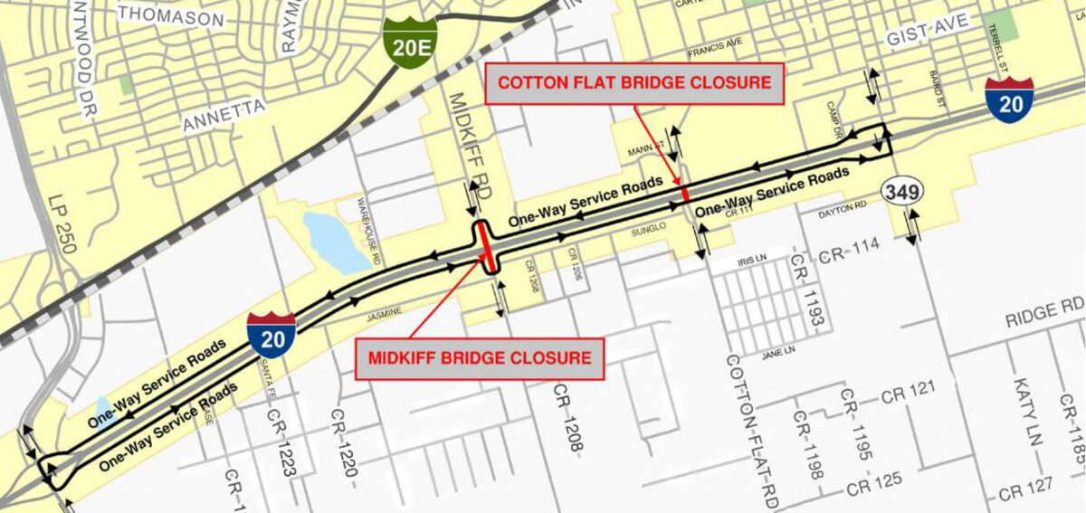 The demolition of the Cotton Flat Road bridge crossing Interstate 20 will begin Dec. 16 and the Midkiff Road bridge will follow, Midland County announced Tuesday.