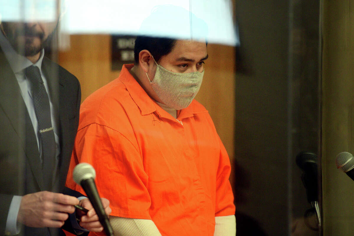 Jair Irigoyen-Flores, of West Haven, appears in Superior Court, in Derby, Conn. April 6, 2022. Irigoyen-Flores is now facing manslaughter charges in the hit and run deaths of James and Barbara Tamborra, of Shelton, last December in Seymour.
