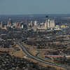 The downtown skyline as seen from the air in San Antonio, Texas, on Feb. 10, 2022.
