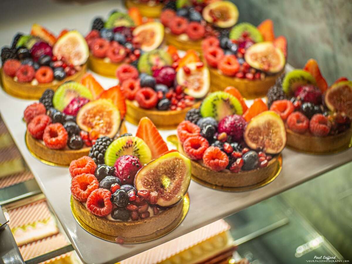 Seasonal fruit tarts make a bold statement on display at Bakery Lorraine.