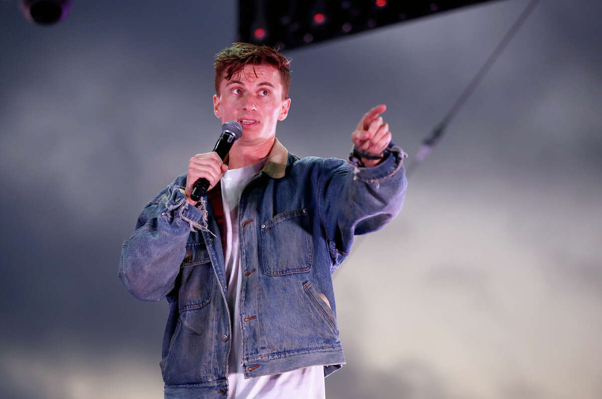 Trevor Wallace speaks onstage at SuperDuperKyle's Drive-In Concert for the Concerts In Your Car Series at Ventura County Fairgrounds and Event Center on June 26, 2020 in Ventura, California. 