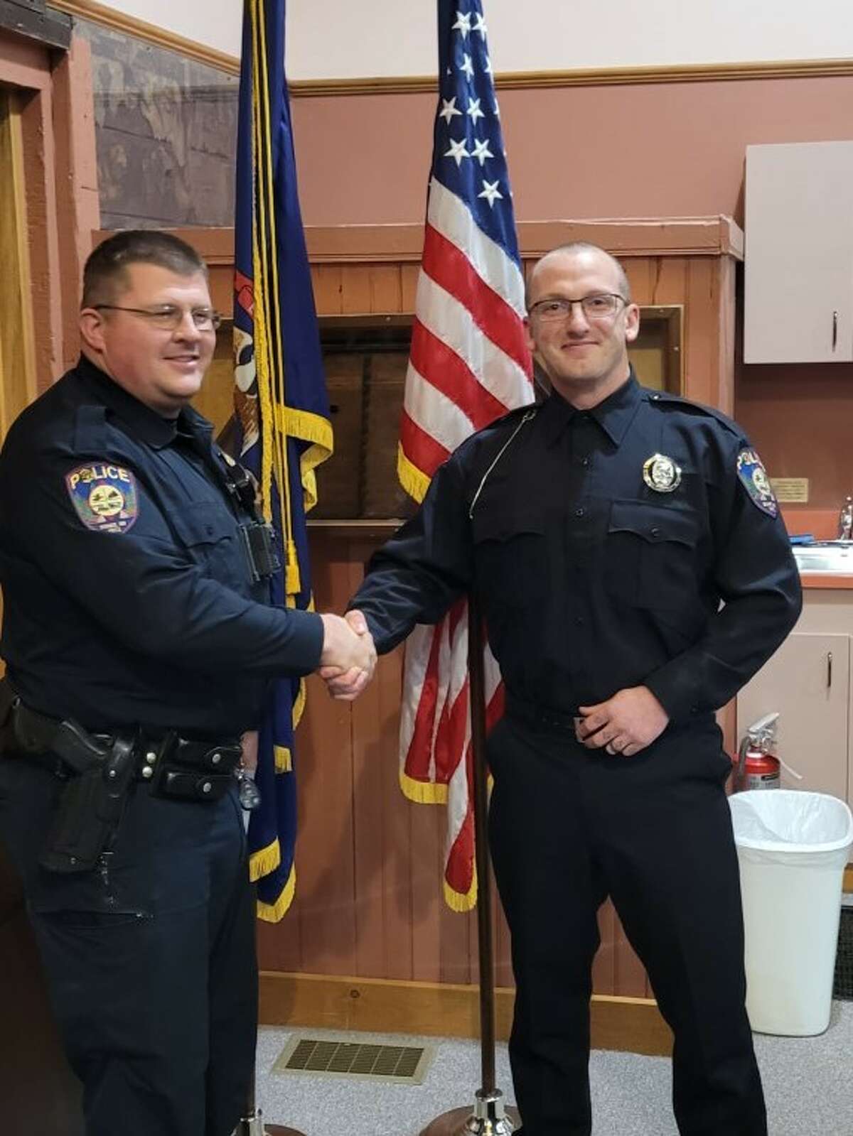 Office Jesse Hyden was sworn in as the newest member of the Evart Police Department during a recent city council meeting.