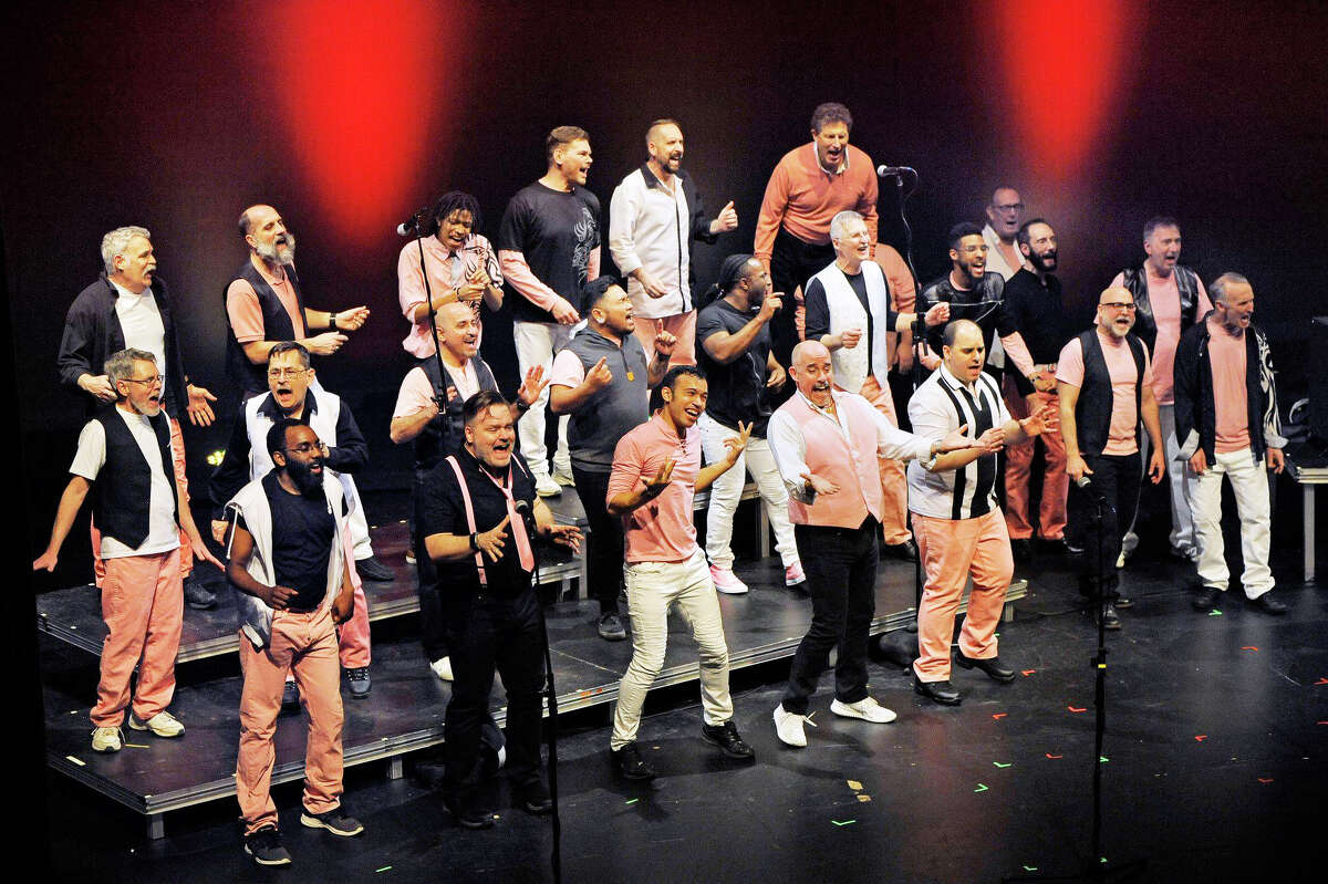 The Connecticut Gay Men's Chorus will appear at the Katherine Hepburn Center for the Performing Arts in Old Saybrook Sunday at 2 p.m. for the Christmas concert, “We Need a Little ..." They're shown here at the venue in May.