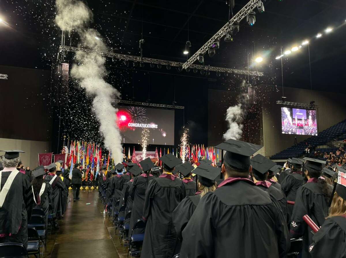 On December 8th, 2022, TAMIU students walked on commencement ceremony which represented the conclusion of their baccalaureate or masters degree at the Sames Auto Arena. 