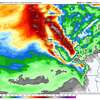 德国(ICON)天气模型对本周末加州降雨的预测。降雨量最高的地区将集中在尤里卡海岸、北湾高地、圣克鲁斯山脉和中部海岸。内华达山脉也将迎来大量降雪，但其中大部分将降雪。暴雨也将影响南加州，主要是在洛杉矶盆地周围和通往圣地亚哥的太平洋海岸高速公路的部分地区