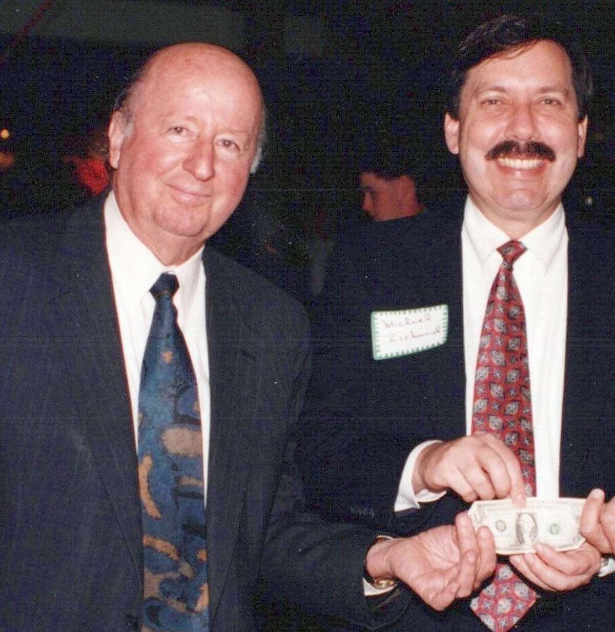 Early visionary of The Woodlands Michael Richmond, right, is pictured with The Woodlands developer George Mitchell right. Richmond died on Monday at age 74. 