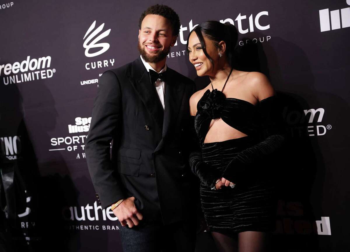 Golden State Warriors’ Stephen Curry and his wife, Ayesha, on the red carpet before Sports Illustrated Sportsperson of the Year Awards at Regency Ballroom in San Francisco, Calif., on Thursday, December 8, 2022.