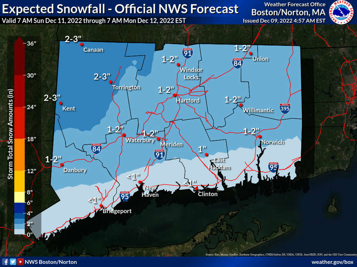 NWS: Several inches of snow possible in parts of CT this weekend