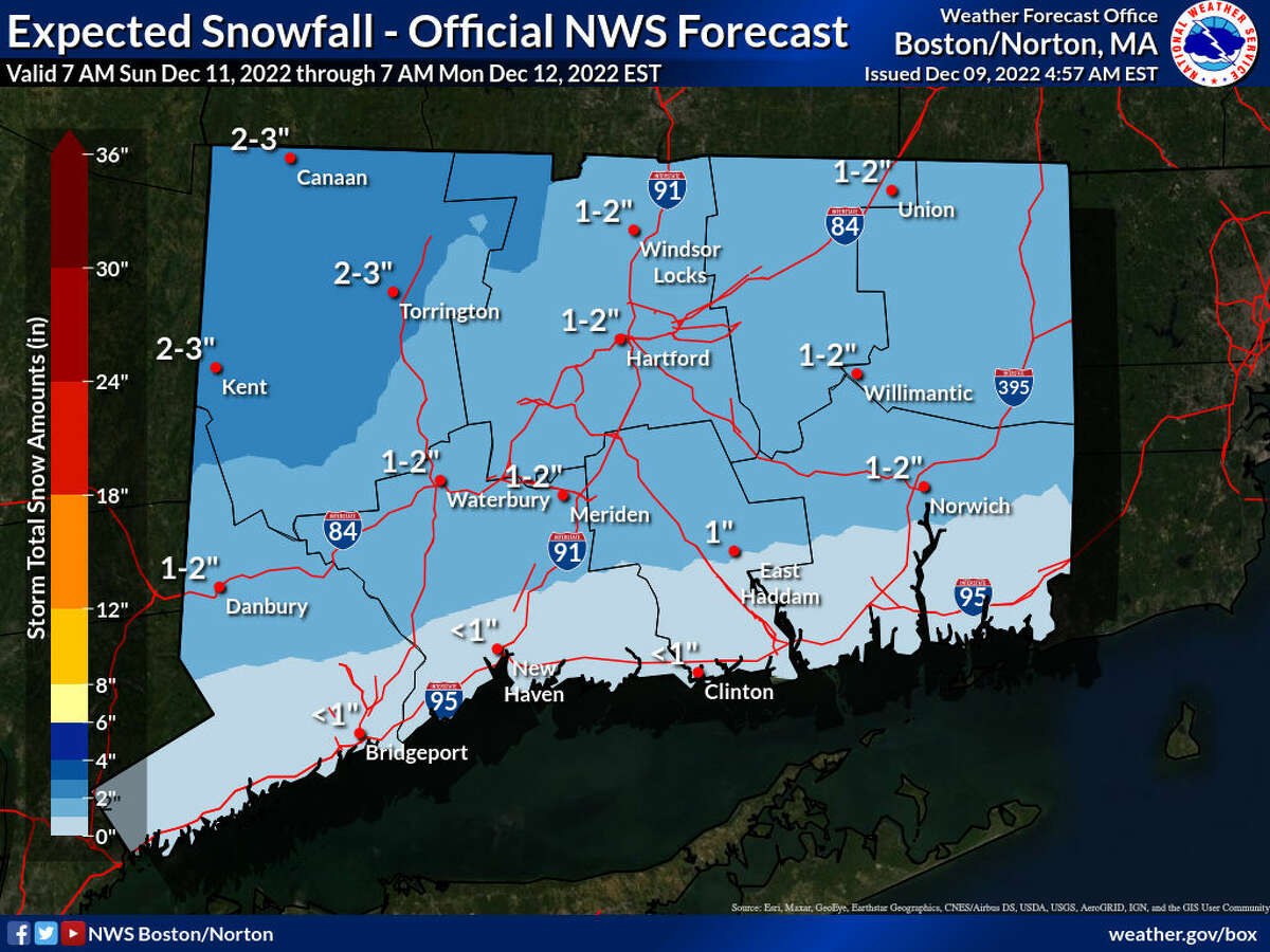 NWS Several inches of snow possible in parts of CT this weekend