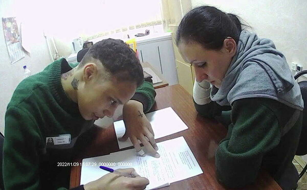 Brittney Griner is seen at Women's Penal Colony No 2 before her prisoner exchange for Russian arms dealer Viktor Bout.