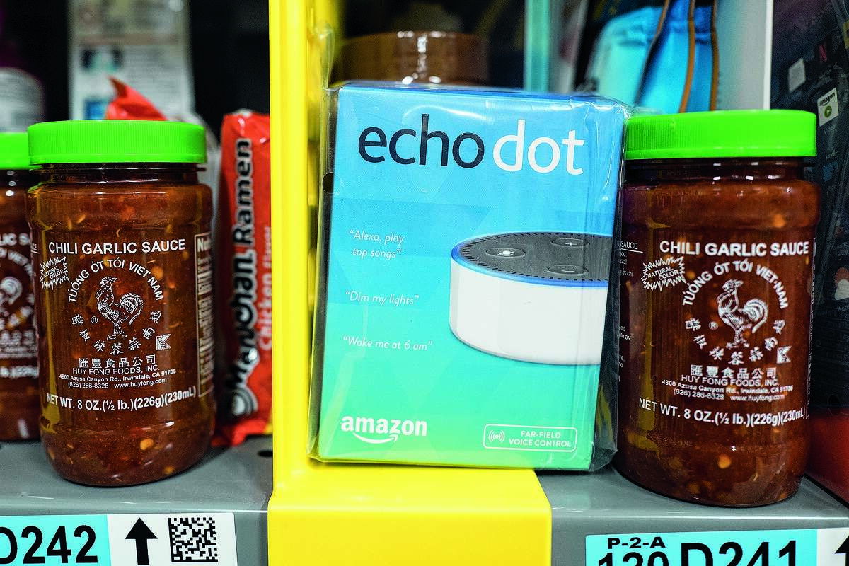 FILE - This Dec. 20, 2017, record  photograph  shows the Amazon Echo Dot stocked connected  a support  alongside jars of Garlic Chili Sauce astatine  the Amazon Prime warehouse successful  New York. Consumer advocates accidental    the kids mentation    of Amazon's Alexa wouldn't forget what children archer  it, adjacent    aft  parents effort   to delete the conversations. A conjugation  of groups connected  Thursday, May 9, 2019, is readying  to inquire  the Federal Trade Commission to analyse   whether Amazon is holding onto children's dependable   recordings and idiosyncratic   accusation  longer than it should. (AP Photo/Mark Lennihan, File)