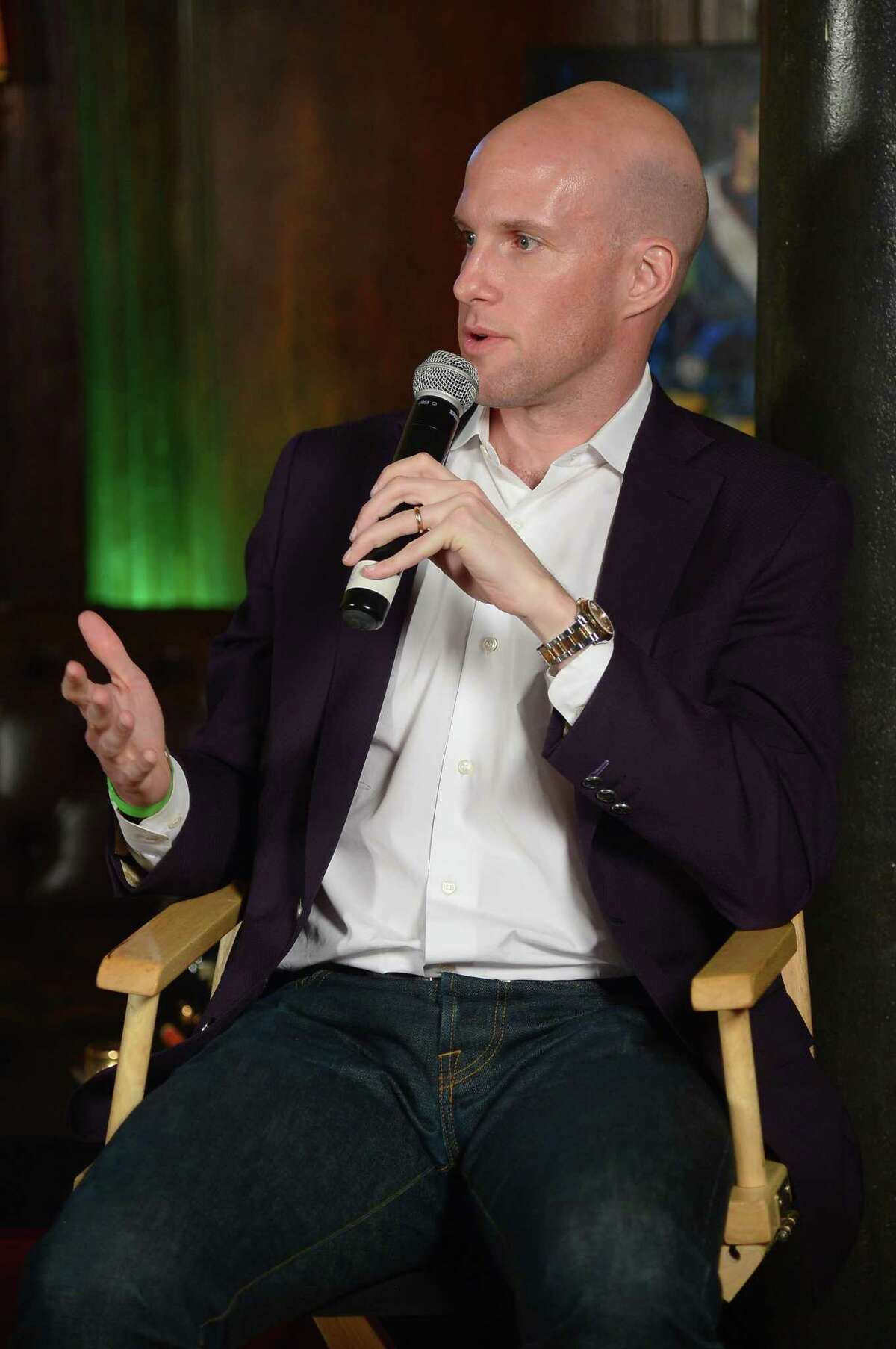 In this photo from April 8, 2014, Sports Illustrated's Grant Wahl speaks on a panel discussion at the 2014 Kicking + Screening Soccer Film Festival New York, presented by Budweiser in New York City. (Michael Loccisano/Getty Images for Budweiser/TNS)