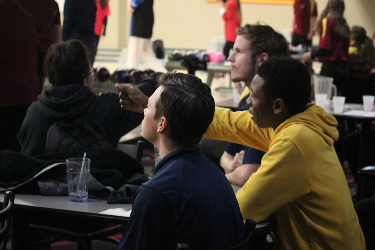 Baldwin bowlers watch the action during Monday's West Michigan D League matches at the Big Rapids Bowling Center.