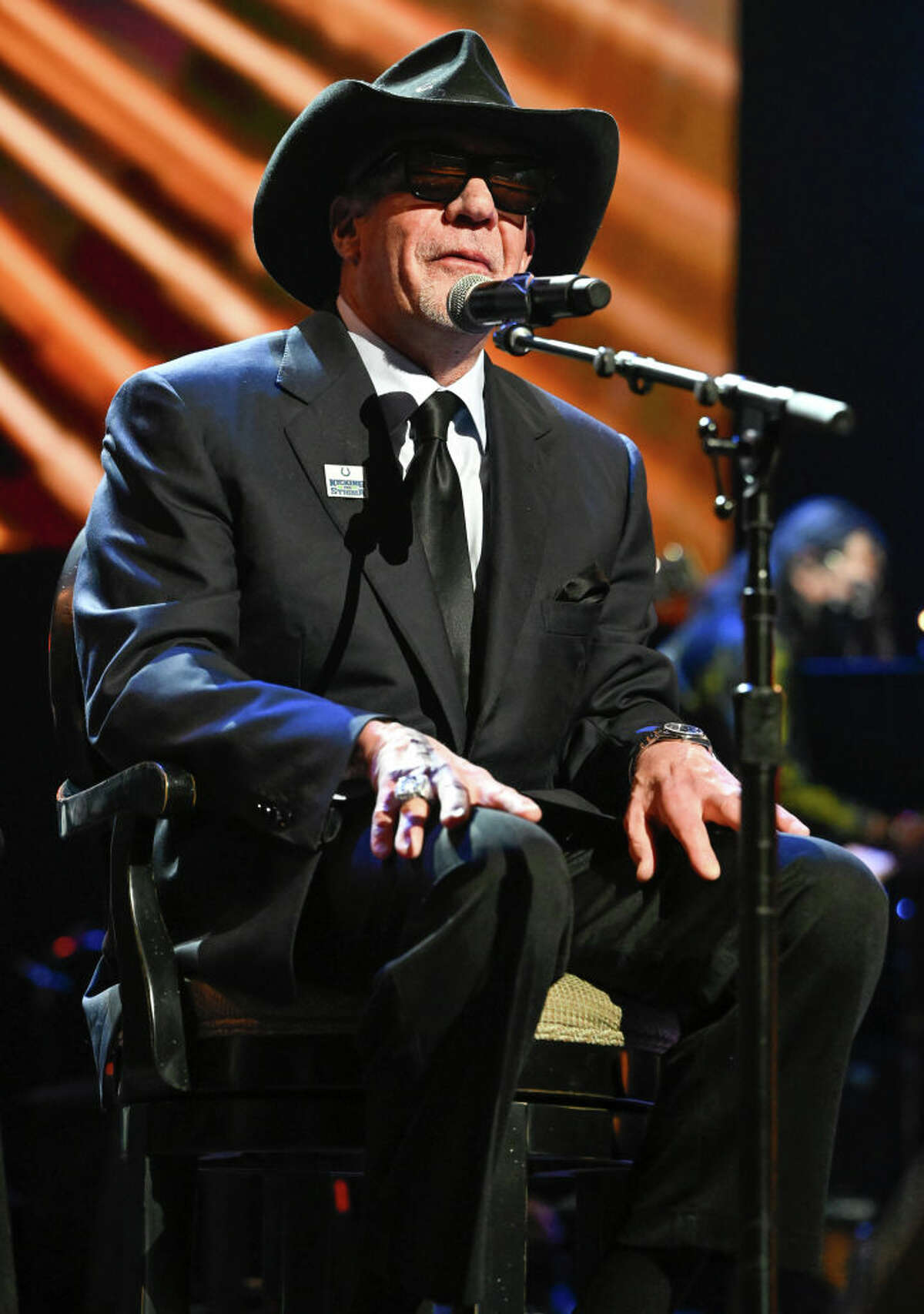 Jim Irsay performs at the Jim Irsay Collection event at Bill Graham Civic Auditorium on December 10, 2022, in San Francisco. 