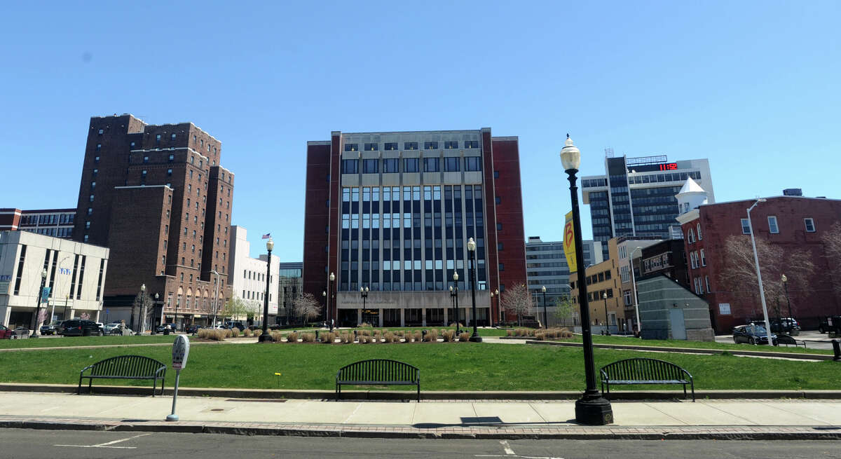 View of Superior Court on Main Street from Broad Street in Bridgeport, Conn. on Monday, April 23, 2018.