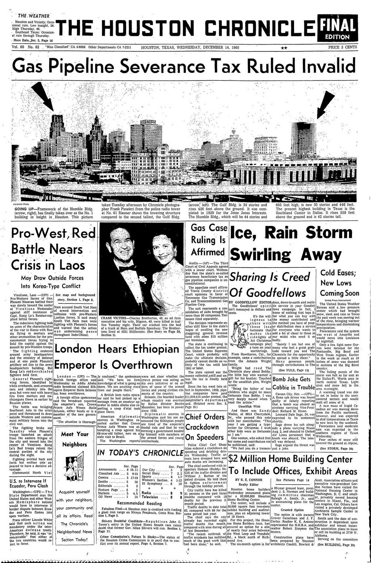 This day in Houston history, Dec. 14, 1960 Humble Building officially Houston's tallest