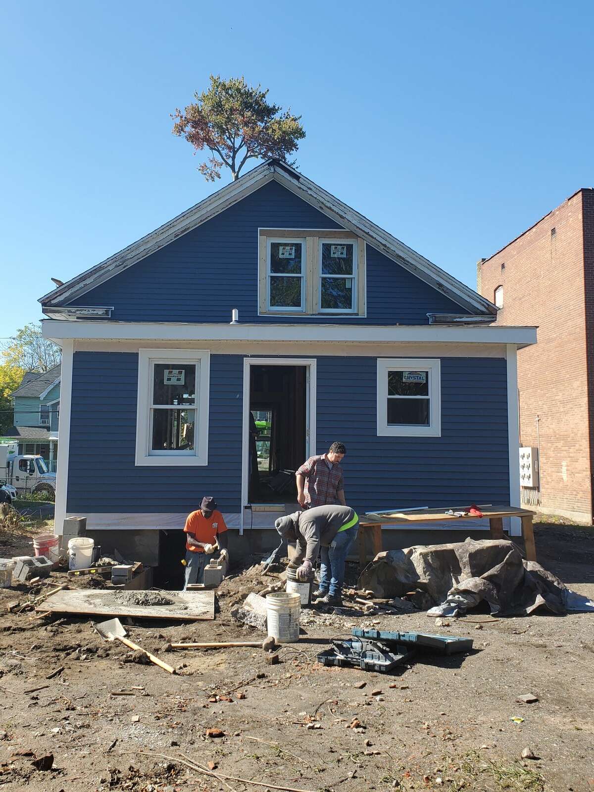 The first homeownership property through the Hartford Land Bank is located 78 Martin St. in Hartford. It is shown here as redevelopment nears completion.