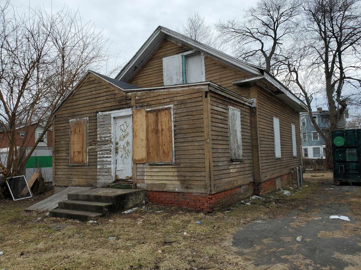 The first homeownership property through the Hartford Land Bank, located at 78 Martin St. in Hartford, is shown here before redevelopment.