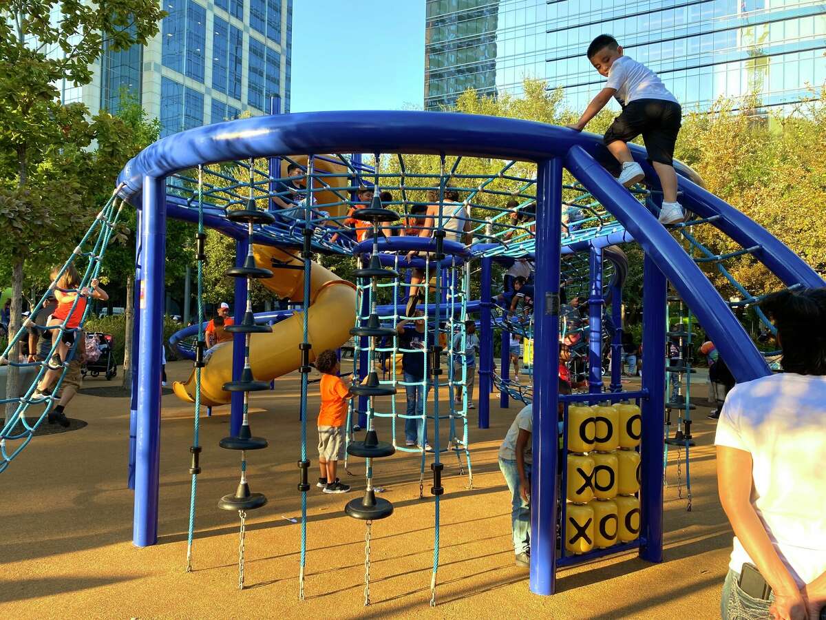 The playground area at Houston's Discovery Green.  