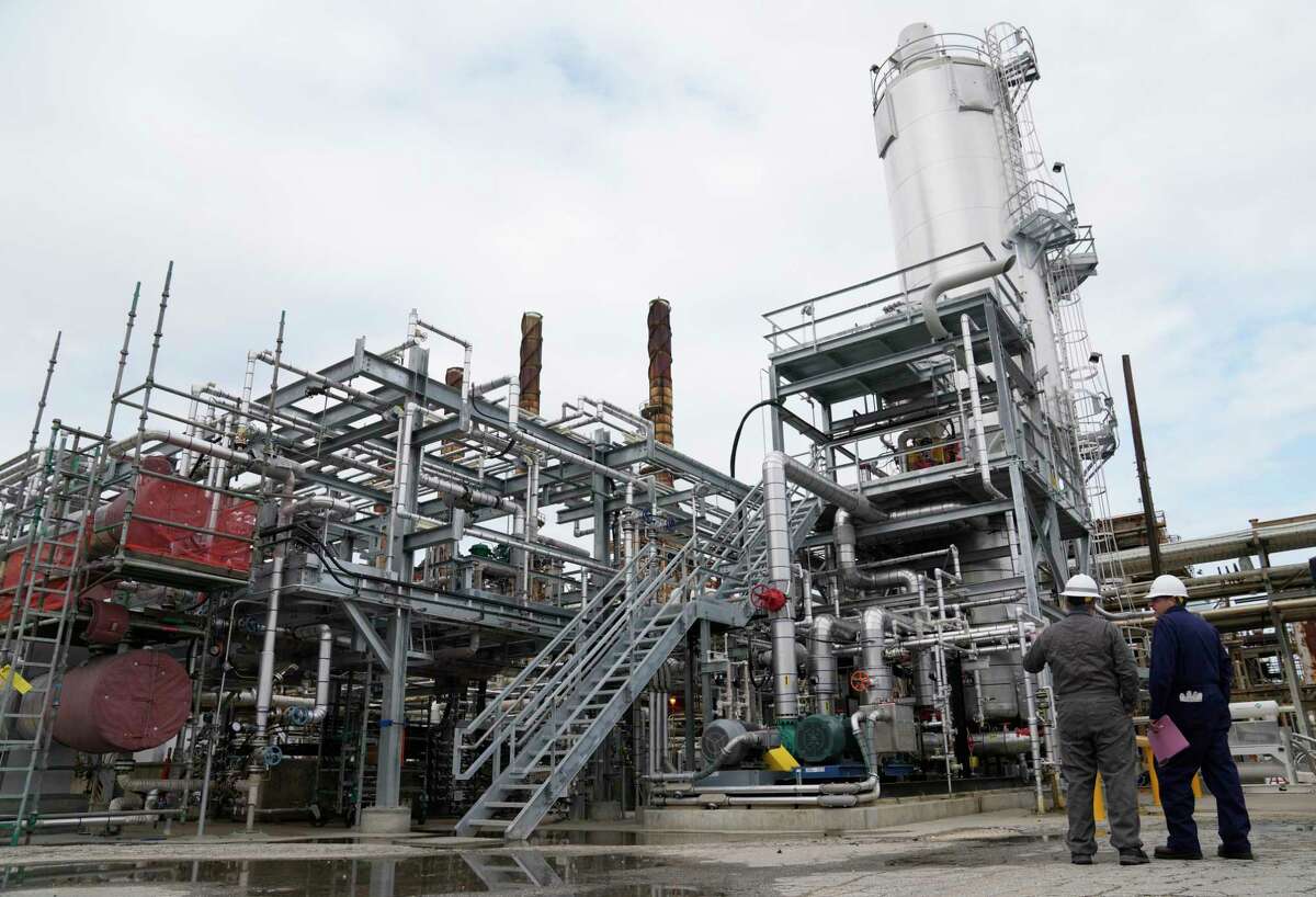 The advanced recycling facility at ExxonMobil is shown Wednesday, Dec. 14, 2022, in Baytown.