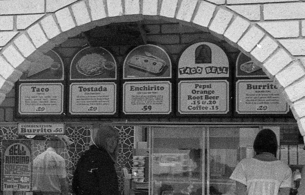 Feb. 27, 1973: The menu from a Taco Bell in San Anselmo.