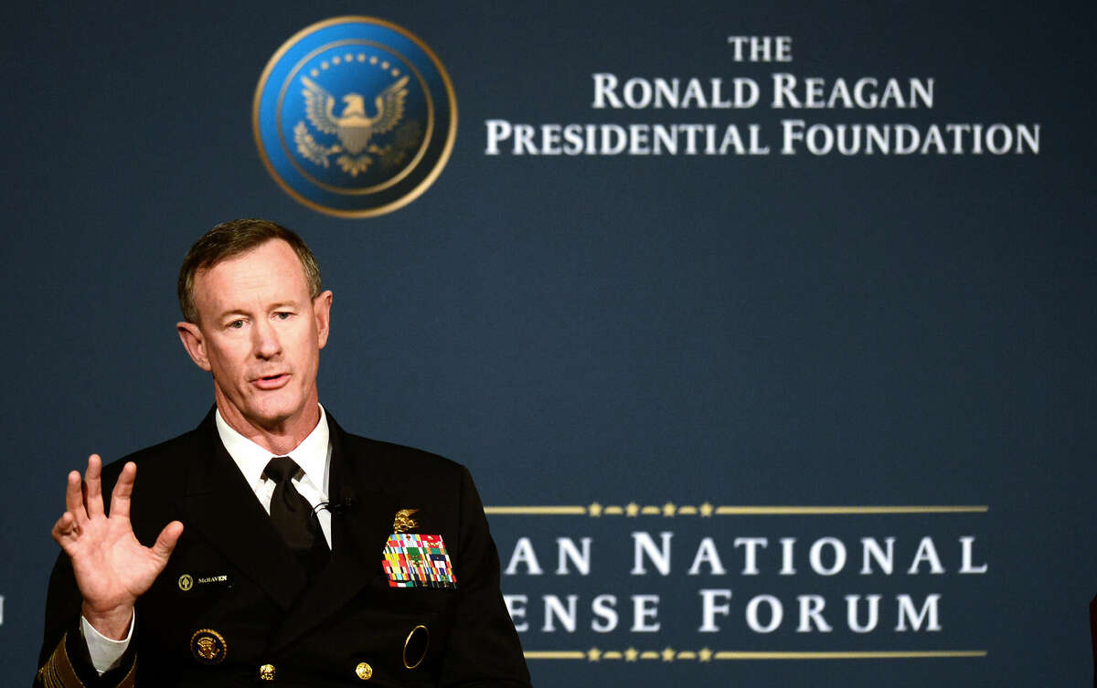 Admiral William McRaven, Commander of the US Special Operations Command, speaks the panel 
